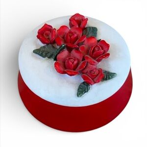 Vintage Lefton Floral Handpainted Porcelain Box